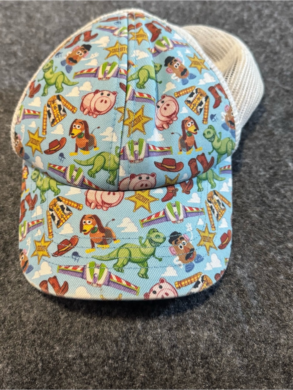 Light Blue Kids Cartoon Print Mesh Back Trucker Hat